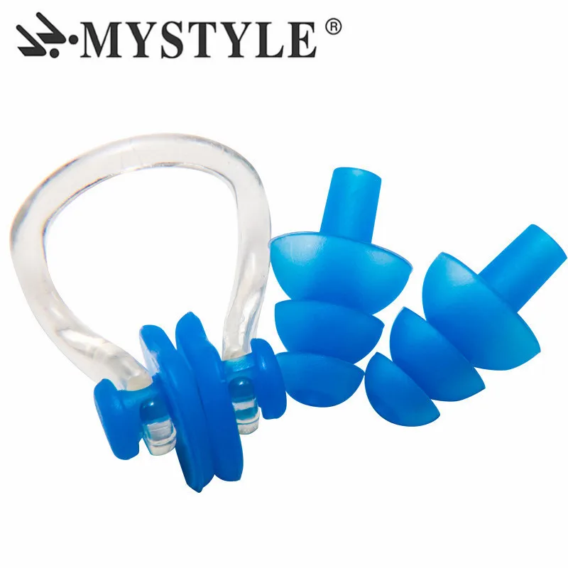 Мягкие силиконовые зажимы для носа плавания + 2 затычки ушей шестерня с чехлом в