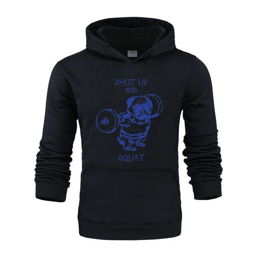 

Hoodies Men Fashion Pug Squat Exercise Hard Design Mens Brand Solid Color hooded Hoodie Sweatshirt Slim Fit Men Hoody
