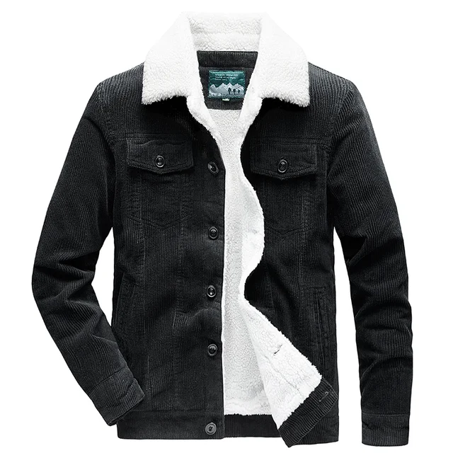 2023 Branded Men Winter Corduroy Jackets Warm Fleece Coat Lambswool Lamb Velvet Parkas Fashion Cotton Casual Harajuku Jacket Men 4