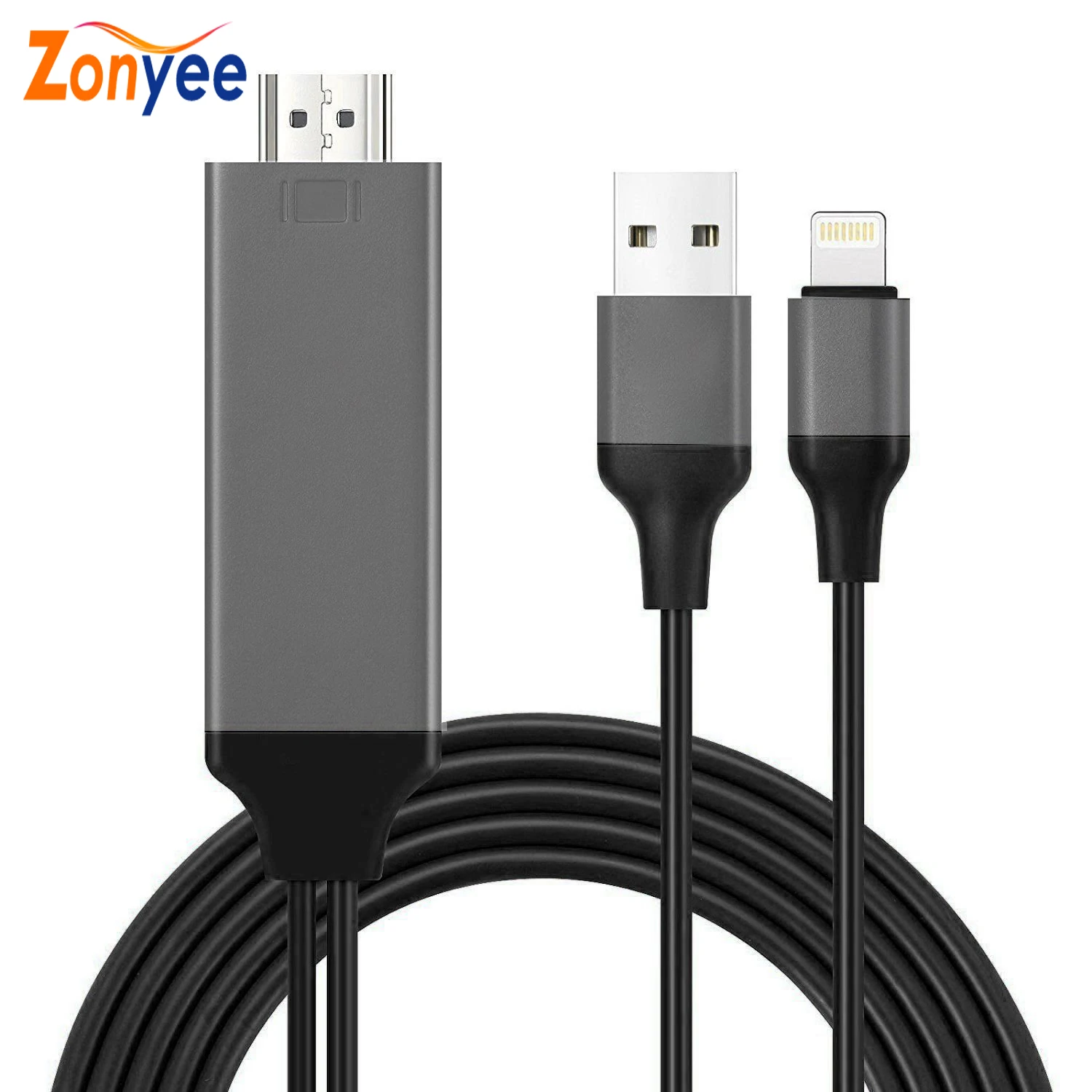 1080P цифровой AV HDMI адаптер Соединительный шнур для iPhone совместим с iPhone Lightning к HDMI Кабель-адаптер Plug and Play