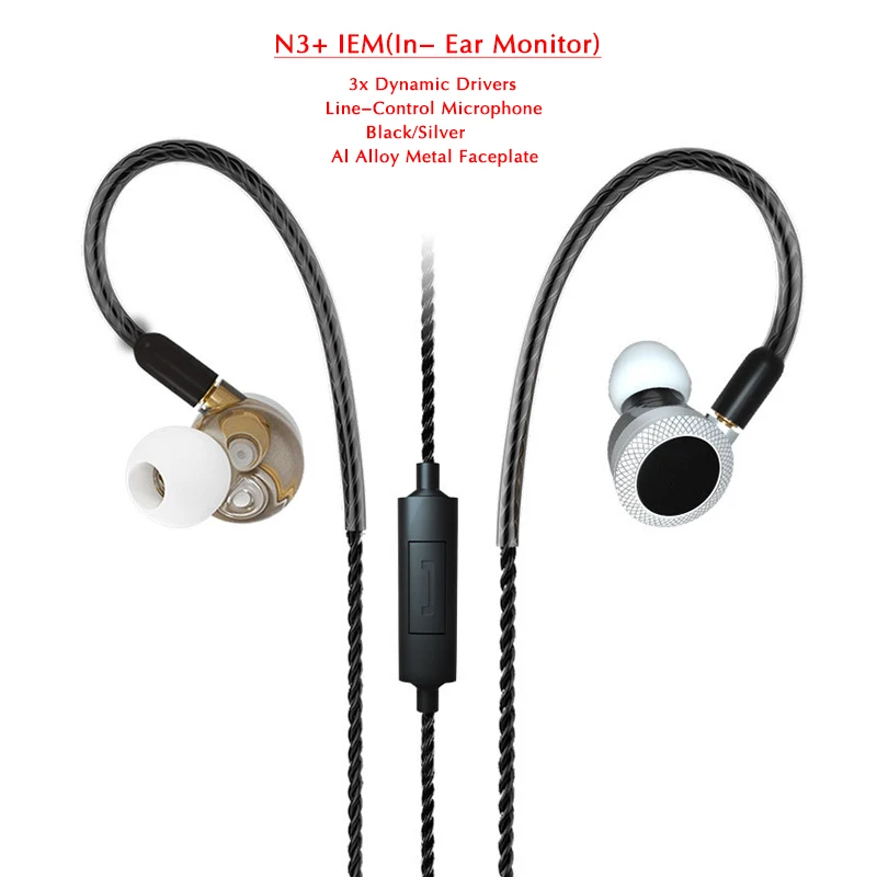 Монитор iem телефон наушники с микрофоном и 3x супер бас динамические драйверы 1,2 м MMCX съемный кабель