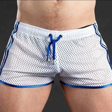 Man Sexy Thin Mesh Boxer Brief Man Breathable Underwear Fitness Sports Pants Man Quick-drying Panties Beach Wear Boardshorts