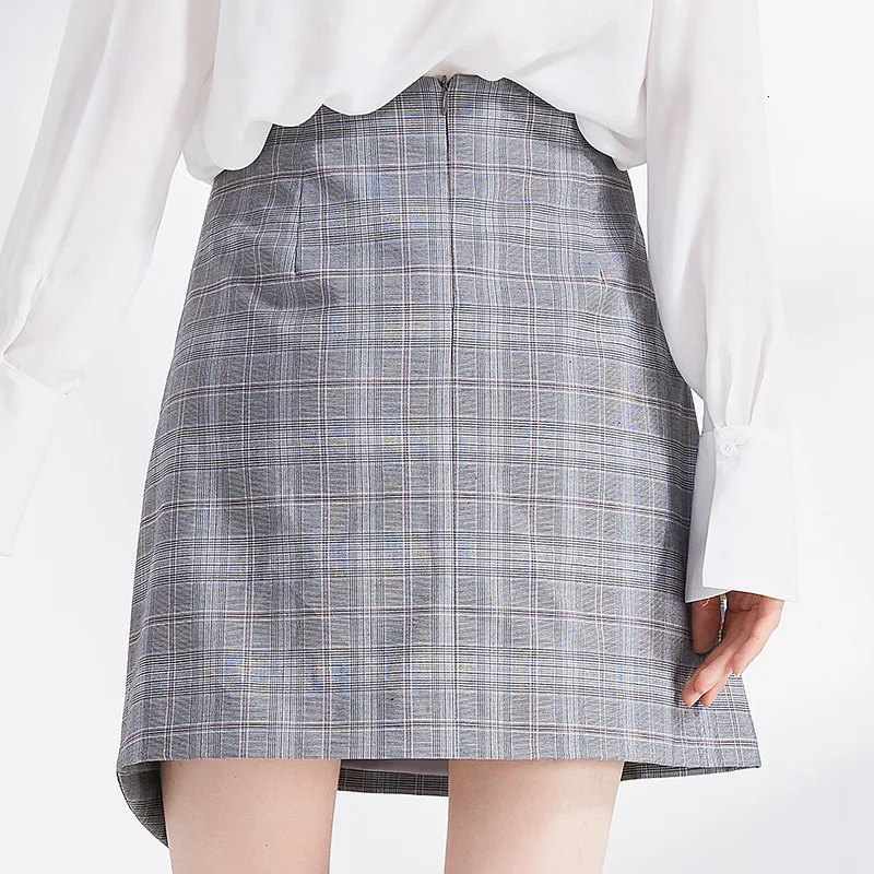 [DEAT] New Pattern Fashion Trend Elegant And Simple Temperament Irregular Strap Quality Plaid Slim Thin Skirt Female AT730