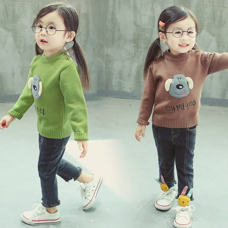 

Girl'S Sweater 2019 Spring And Autumn New Style Korean-style CHILDREN'S Cartoon Long Sleeve Yarn Base Shirt Baby Versatile Tops
