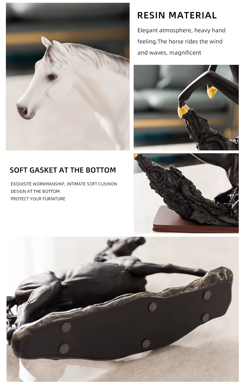 Feng Shui desk Resin Horse Figurines Animal Statue Vintage Home Decor bookshelf Crafts Ornaments office Decoration Accessories