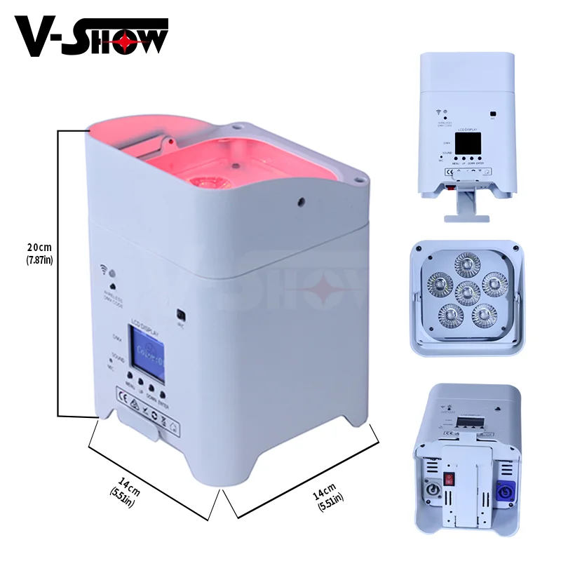 V-show 4pcs With Bag Battery Wireless DMX Wifi Remote Led Wedding Uplight 6x18w RGBWAUV 6in1 LED Par DJ Sound Party lights