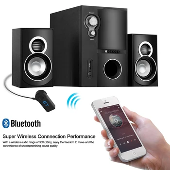 

Hot Car Portable Mini Bluetooth Wireless Stereo Adapter Audio Music Receiver with Mic 3.5mm Hands-free for Car AUX Home Audio Sy