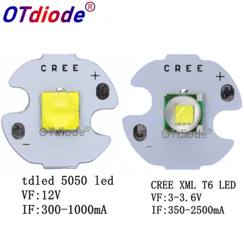 CREE XML XM-L T6 LED U2 10W 콜드 화이트 웜 화이트 블루 UV 고출력 LED 이미터 다이오드, 14mm 16mm 20mm 25mm PCB DIY용, 1 개