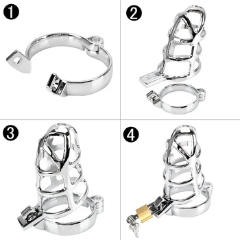 OLO Penis Cock Ring Sleeve Lock Chastity Belt Sex Toys for Men Metal Cock Cage Male Chastity Device Lockable 40/45/50mm 2