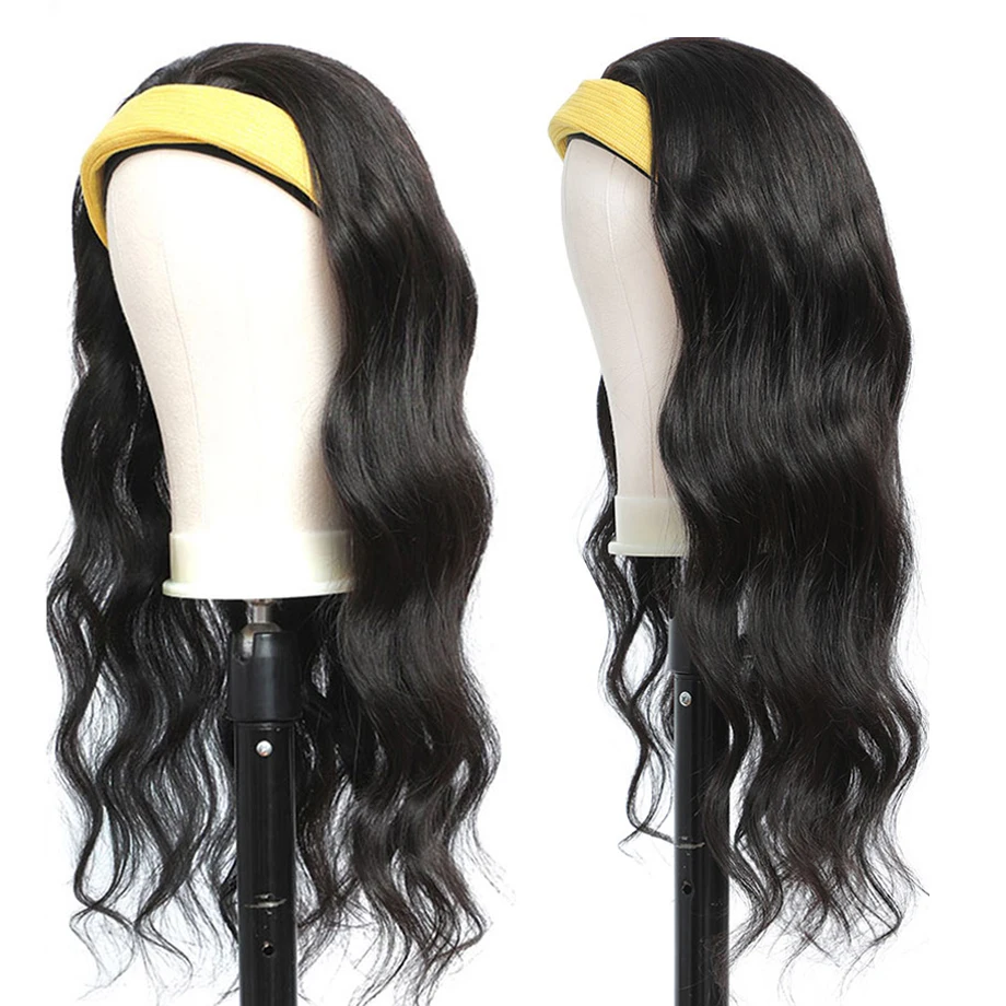 Peruca de Cabeça Onda do Corpo Perucas para Preto Cabelo Humano Polegadas Comprimento Longo Glueless Bandana Cachecol Mulher Máquina Feita Yarra 26 28 30 6 Perucas à máq.