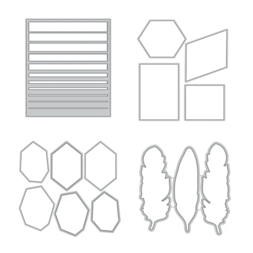 

New 2019 Metal Cutting Dies and Scrapbooking For Paper Making Line Diamond Feather Background Embossing Frame Card Craft Set