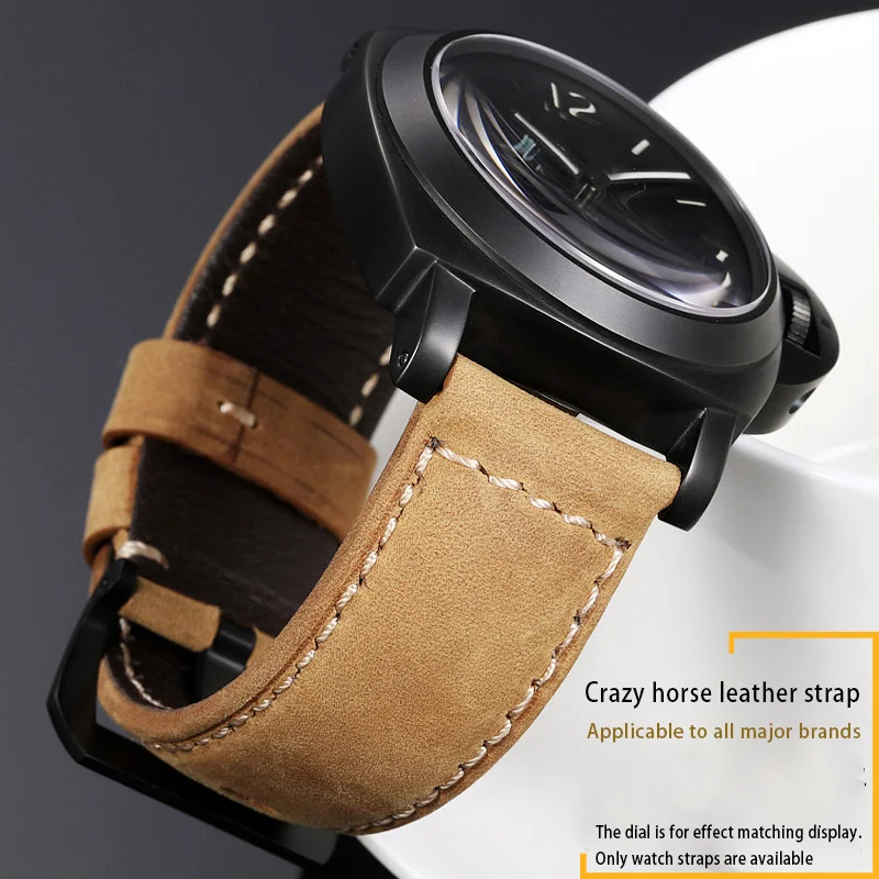 Cinturini Fatti A Mano Retrò 20 22 24 Mm26Mm Adattamento Per Panerai Nero Blu Marrone Uomo Chiusura Cinturino In Vera Pelle