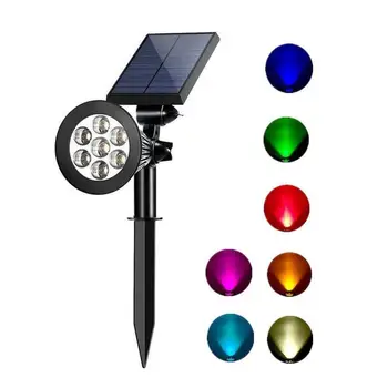 

7 RGB Solar Lawn Lamp Spotlight Waterproof Light Control Inserting Floor Garden Light Outdoor Adjustable Garden Landscape Lamp