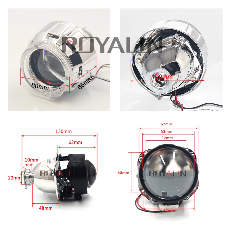 ROYALIN DRL Bi Xenon галогенные фары объектив светодиодный проектор ангельские глазки H1 H4