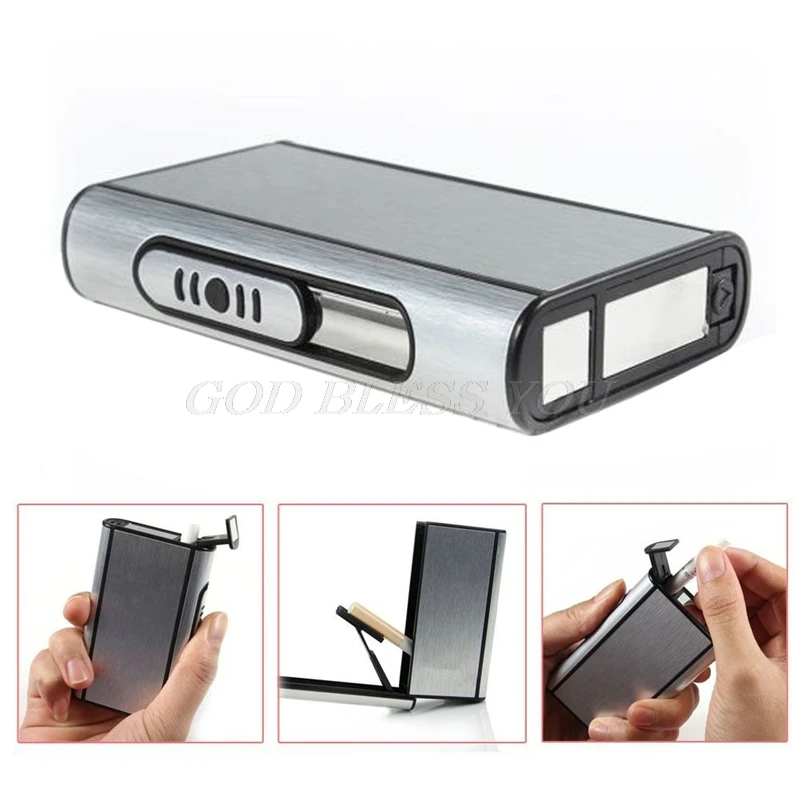 

Pocket Aluminum Cigarette Case Automatic Ejection Holder Metal Box New