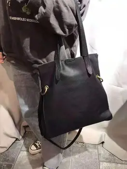 

Vertical Large Capacity Leather Handbag Women Bags High Quality Genuine Cowhide Leather Shoulder Bags Female Crossbody Bag Lady