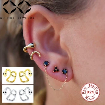 

Quinby 2020 Fashion Luxury 925 Sterling Silver Earringsdouble snake earmuffs wild earring Jewelry Trendy Stud Earring Women Gift