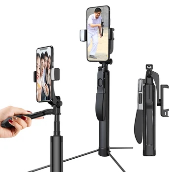 

Selfie Stick Tripod, All in 1 Portable Extendable Selfie Stick with Bluetooth Remote & Fill Light, Compatible Phone Small Camera