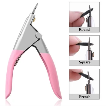 

UV Gel False Nail Tips Nail Art Clipper Cutter Edge Cutters Stainless Steel U One Word Clippers Manicure Tools Free shipping