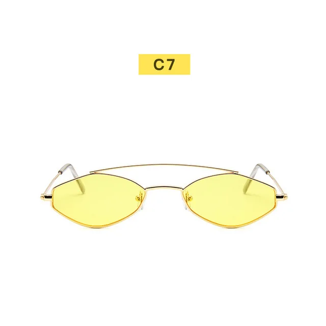 Luxury Hexagon Yellow Sunglasses Women Retro Brand Designer Clear Lens Oval Sun Glasses For women Mirror Ladies Sunglass Female - Цвет линз: Gold F Yellow
