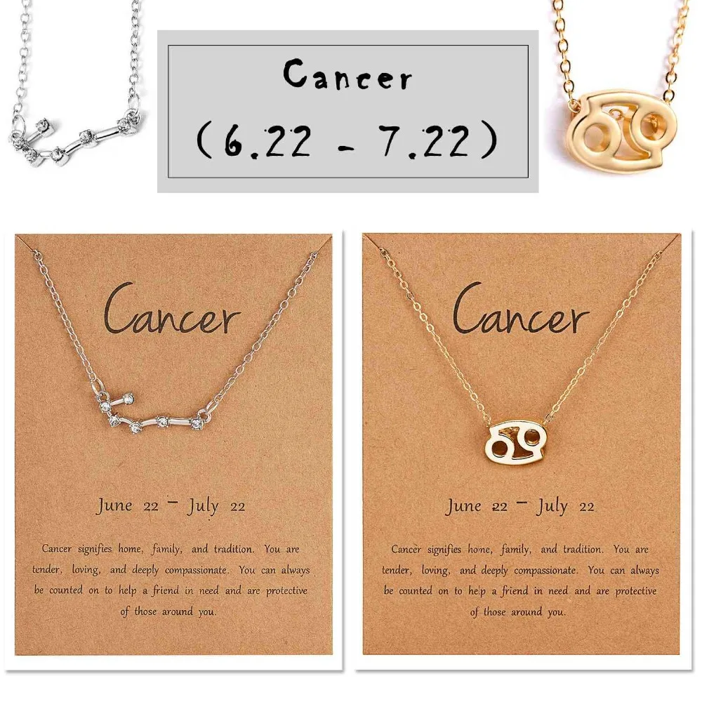 12 подвеска Созвездия ожерелье Золотое серебро пара продается Знак зодиака ожерелье в подарок на день рождения с карточкой сообщения для женщин девушек