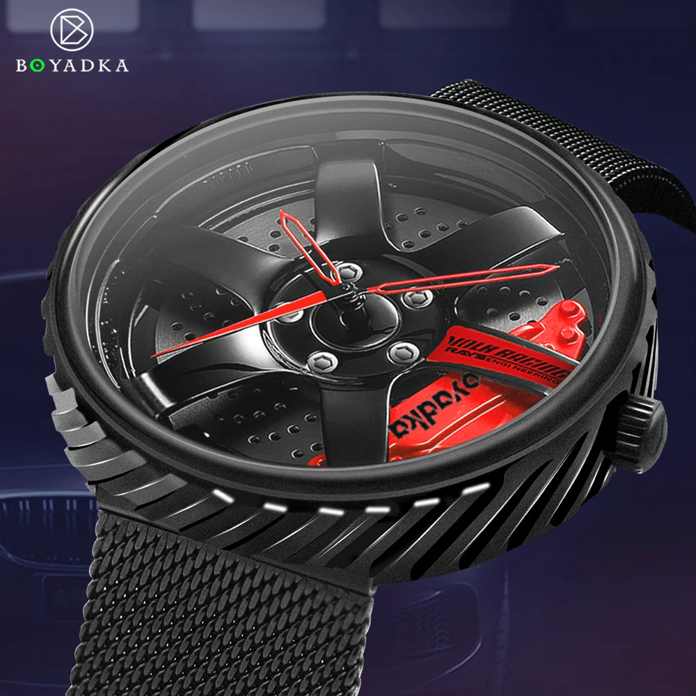 2021 Men Car Wheel Watch Fashion Waterproof Sport Watch Men's Quartz Mesh With Rim Hub Watch Run Quartz Men Quartz Watch