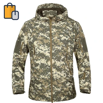 

New Military Tactical Outdoor Soft Shell Fleece Jacket Male Army Sportswear Warm Hunting Hiking Hiking Hooded Jacket New