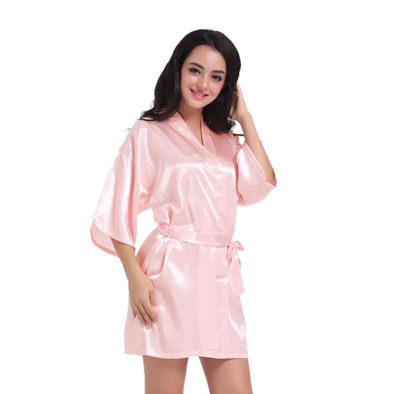Women Silk Kimono Robe Bathrobe Bridesmaid Satin Dressing Gown