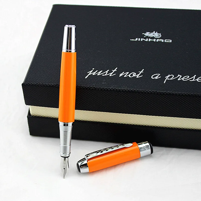 Jinhao 250 Серебряная перьевая ручка из нержавеющей стали средняя 0 5 мм школьные и