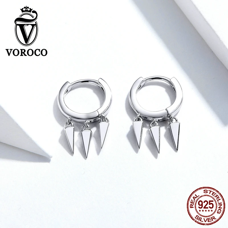 VOROCO BKE779 925 пробы, серебряные серьги в виде колец геометрической формы, унисекс, уникальный подарок, хорошее ювелирное изделие, гипоаллергенные серьги