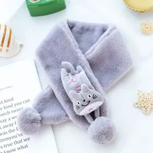 Принт с животными, лисичка, пушистые розовые шарфы, модная детская накидка для девочек и мальчиков, плюшевая шаль, шерстяной утепленный ветрозащитный шарф, abrigo mujer#5