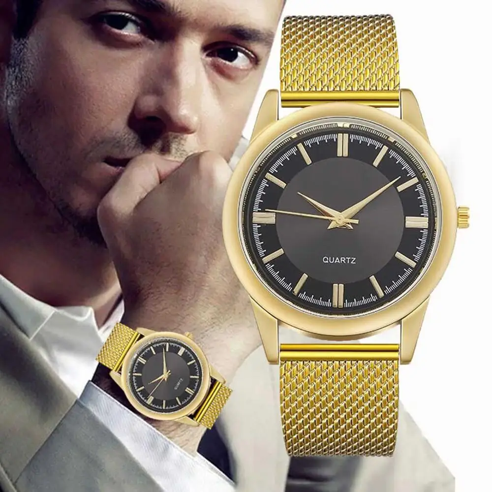 Relojes Relogio Masculino de lujo para hombre 2019, reloj de cuarzo de acero inoxidable, esfera sencilla, malla, brazalete informal, reloj de negocios