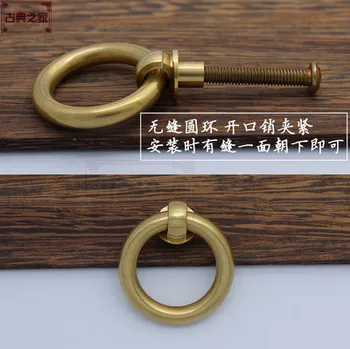 2Pcs Vintage Brass Jewelry Box Ring Knobs Furniture Hardware Antique Drawer Cabinet Door Kitchen Pull Handle 20253035mm