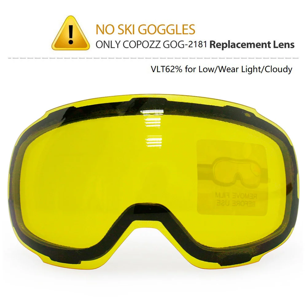 Original Yellow Graced Magnetic Lens for ski goggles GOG-2181 anti-fog UV400 ski glasses snow goggles Night Skiing(Only Lens) 6