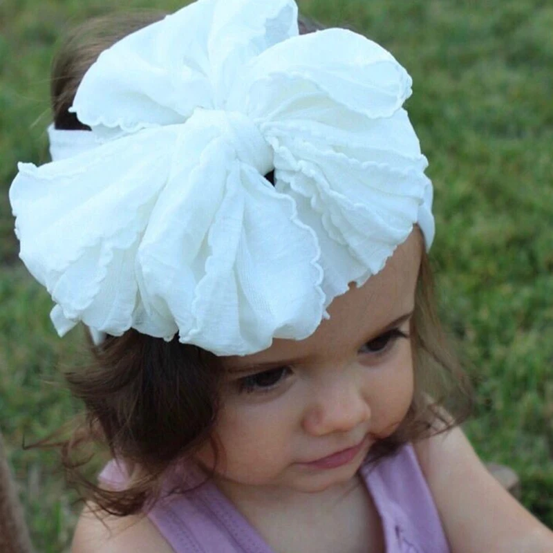 Oversize Lace Bow Baby Headband Wide Soft Flower Silk Hairband for Girl Headwear Children Bow Knot Turban Newbor Infant Headwrap baby stroller accessories