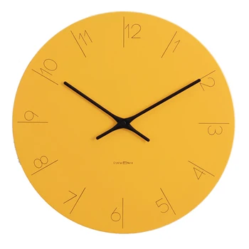 

Nordic Creative Wall Clock Silent Simple Modern Design Round Yellow Home Clock Living Room Vogue Wandklok Home Decoration AA50WC