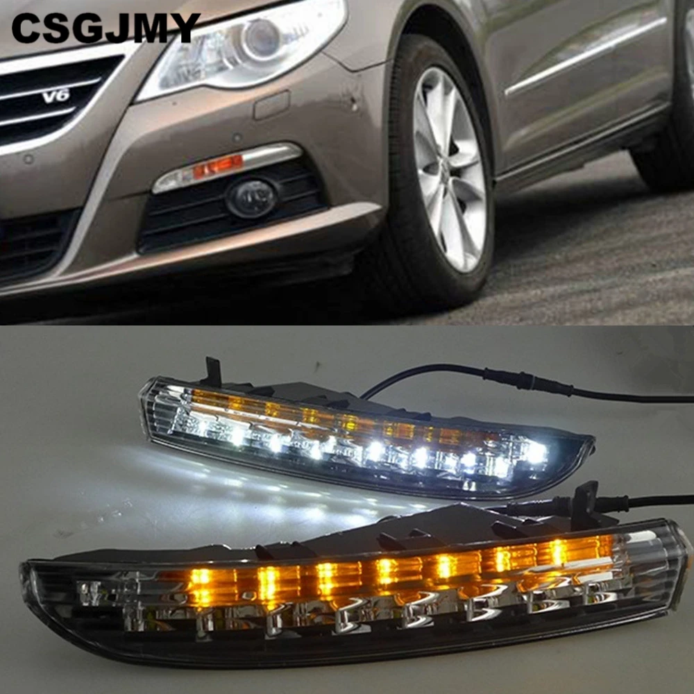 2 шт. автомобильный Стайлинг для Volkswagen VW Passat CC 2008~ 2013 светодиодный DRL Дневной ходовой светильник Предупреждение ющий светильник желтый сигнал поворота