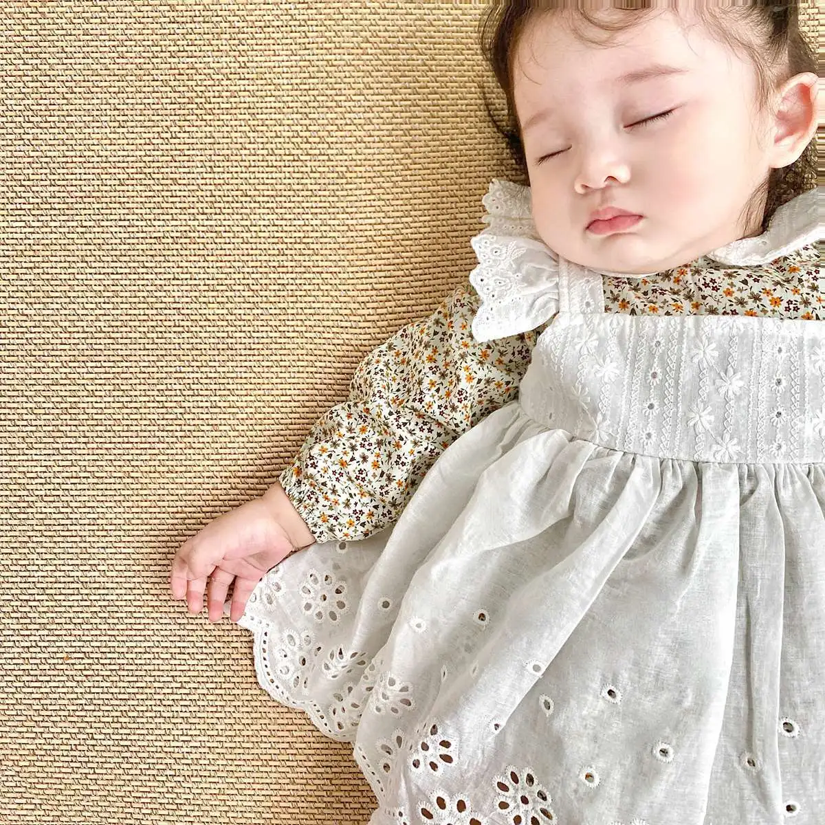 Baby Girl Floral Lace Long Sleeve Bodysuit Jumpsuit