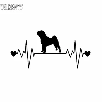 

Volkrays Funny Car Sticker Animal Shar Pei Lifeline Dog Heartbeat Accessories Reflective Vinyl Decal Black/Silver,7cm*16cm