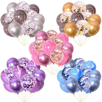 

15pcs a Bag Sequin Confetti Balloons Sequin Balloon Set Agate Latex Sequin Ball Birthday Party Wedding Decoration