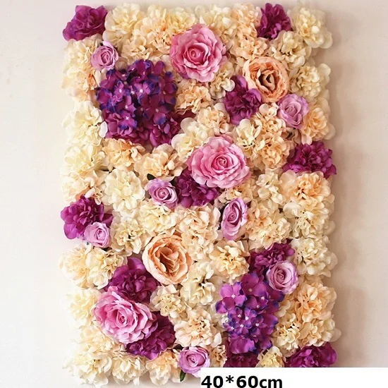 Silk Flower Rose Wall Mats Champagne Artificial Garland Floral Wall Hydrangea Backdrop Artifical Wedding Decoration Flower Mat - Цвет: as photo 7