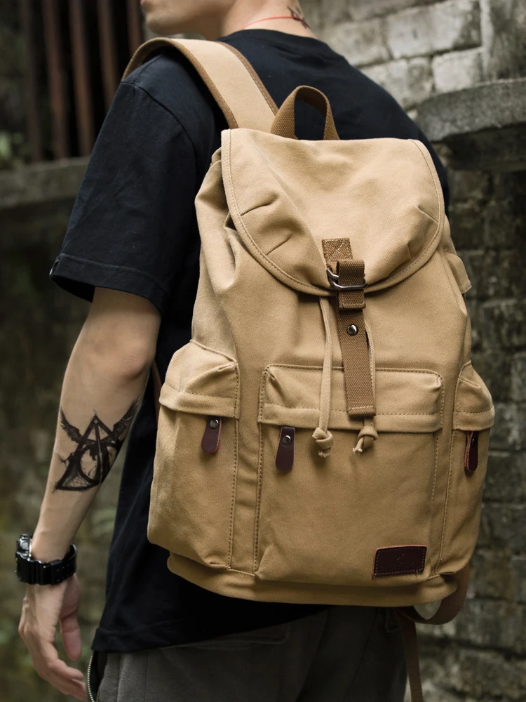 beige backpack men