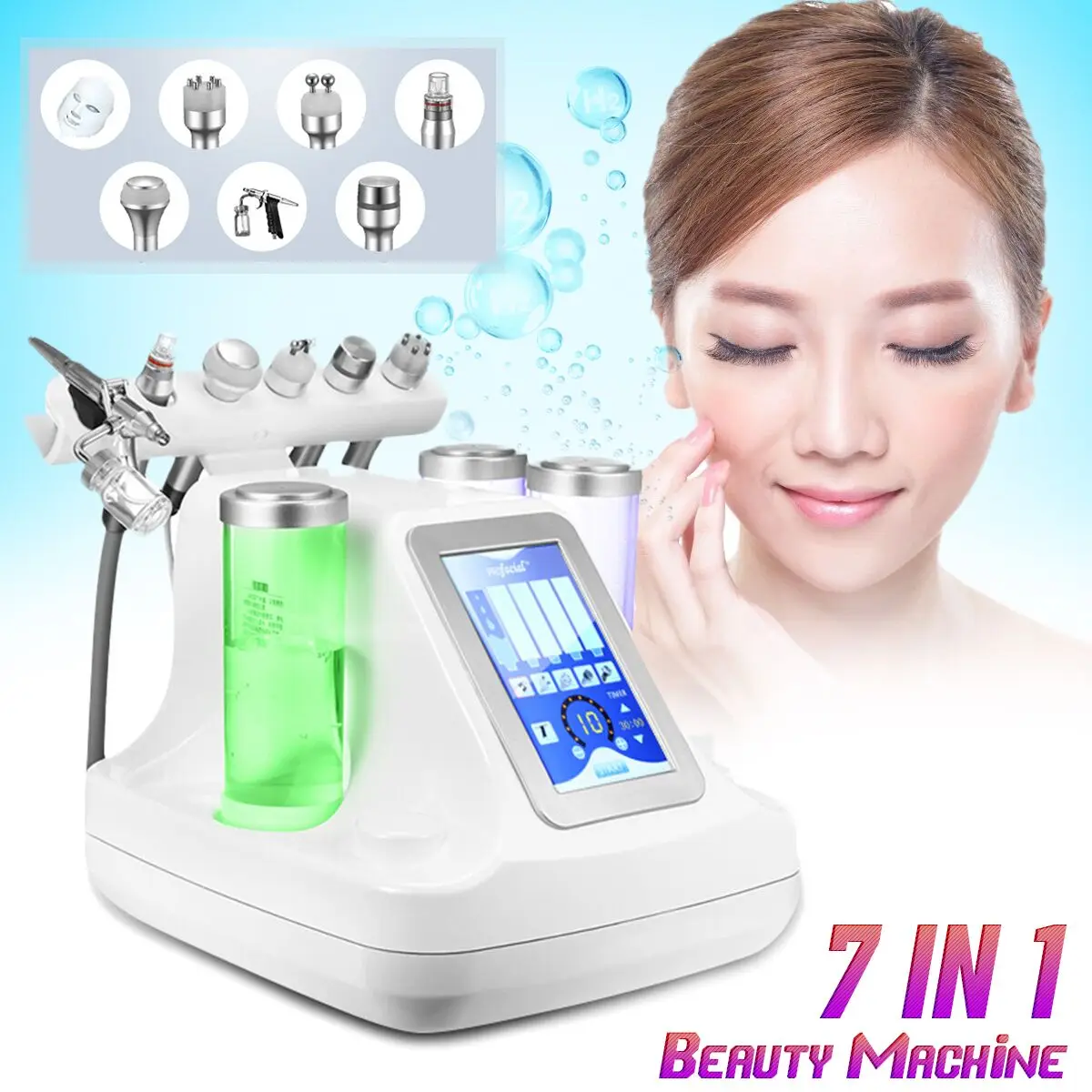 

7 in 1 Hydra Dermabrasion Peel Clean Skin Care BIO Light RF Water Oxygen Jet Spa Facial Cleaning Machine Beauty Peeling Machine