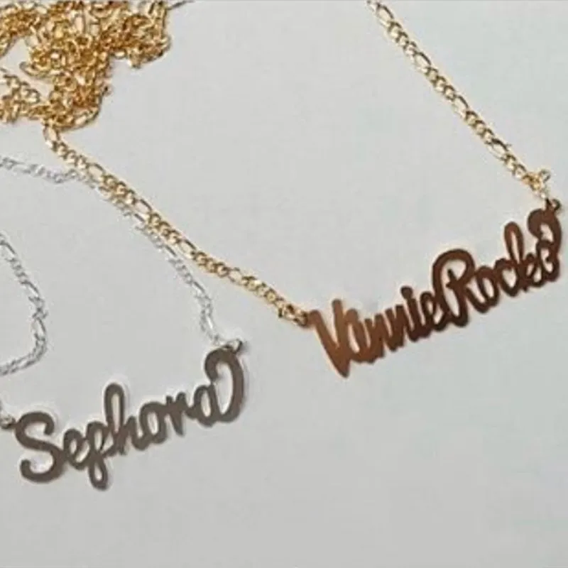 

Gold Color Stainless Steel Personalized Custom Nameplate Name Necklace for Women