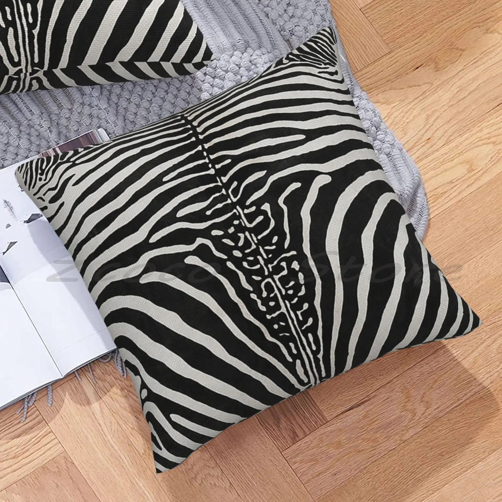 Zebra Print Stripes Skin Hide | Texture Pillowcase Lettering Throw Pillow Cover Cotton Flax Plush Pompom Cruelty Free Animal Дом и сад