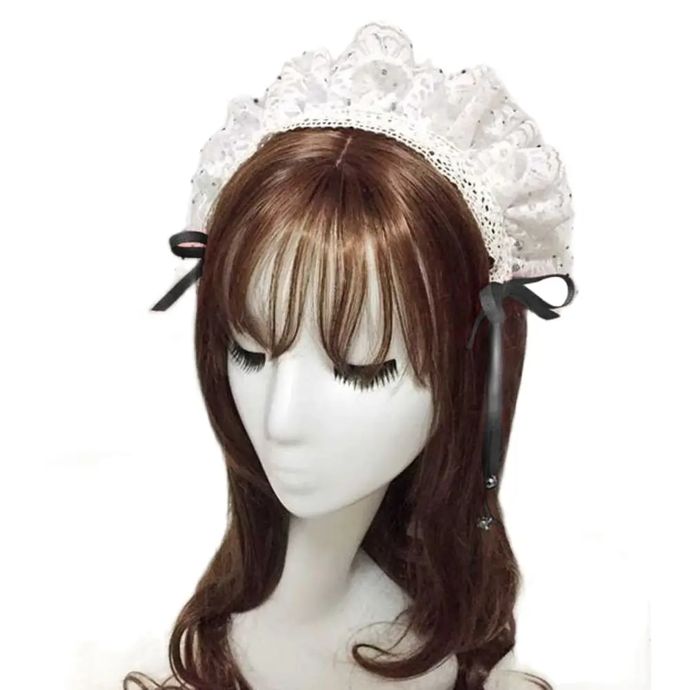 Enfeites de cabelo de renda, acessórios para lolita feitos à mão doces, ornamentos de cabelo japoneses, acessórios de cabelo de empregada