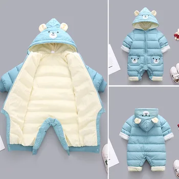 

-30 New born Panda Baby clothes Winter Hooded Rompers Thick Cotton Warm Outfit Jumpsuit Overalls Snowsuit Children Boy Cloth