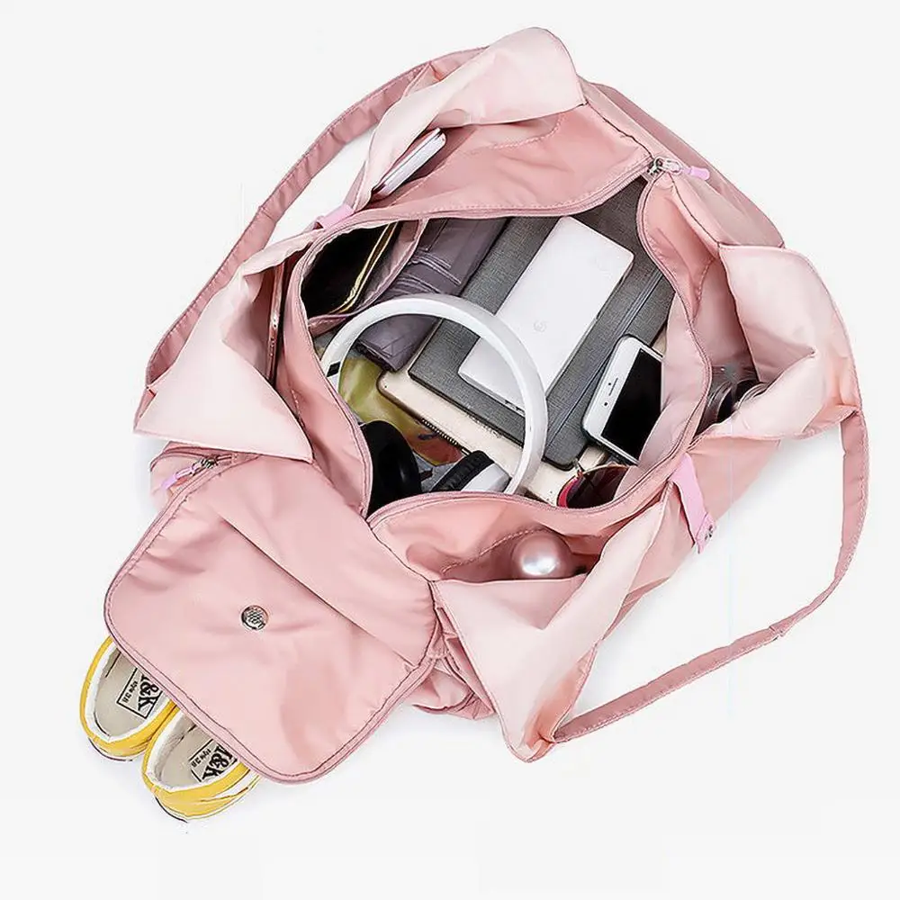 Kmuysl Korte Reistas нейлон Roze Vrouwen Mannen meisjes Schouder Grote Capaciteit BAGGAGE Спортивная тренировочная упаковка Scheiding Sporttas