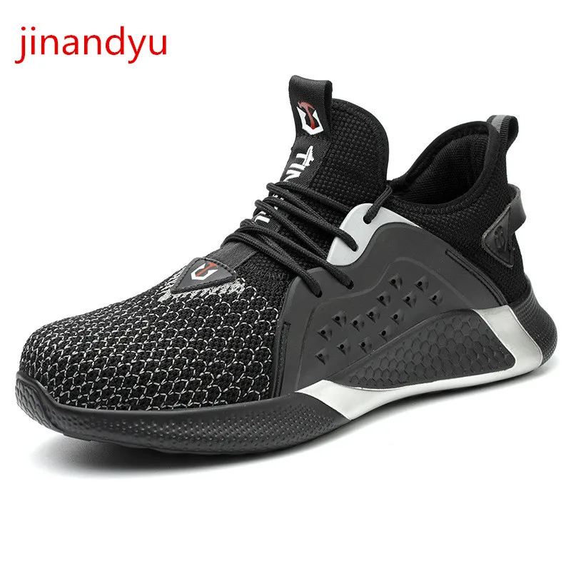 

Black Work Safety Boots Steel Toe Cap Breathable Anti Smash Anti Piercing Lightweight Working Shoes Man Safety Sneakers Men