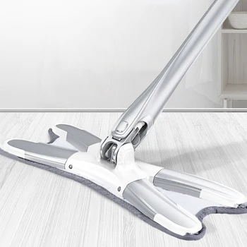 

Floor Mop with 2pcs Mop Wash Flat X-type Microfiber Mop Cloth Replace Hand-free for Easily Portable Cleaning Elements